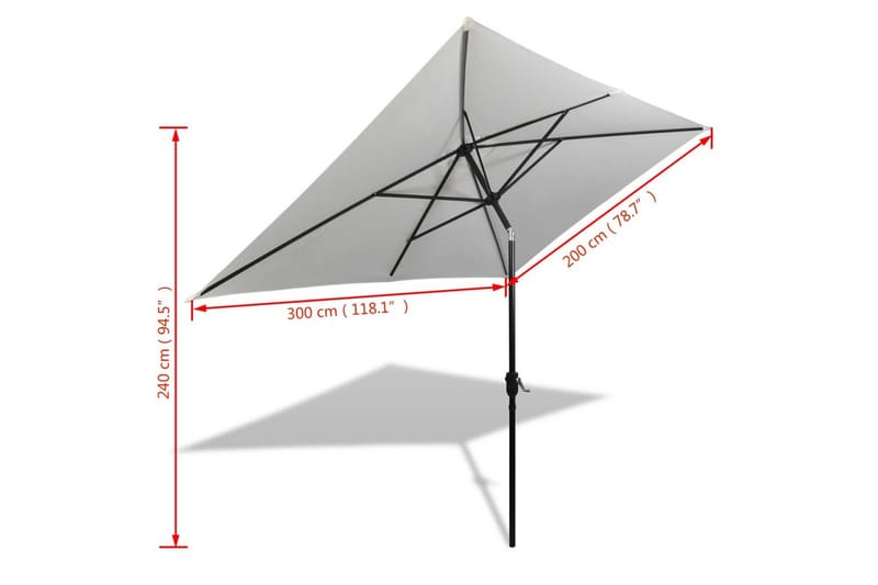 Parasoll 200x300 cm sandvit rektangulär - Vit - Parasoll