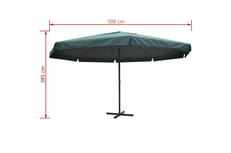 Parasoll aluminium grön 500 cm - Grön - Utemöbler - Solskydd - Parasoll