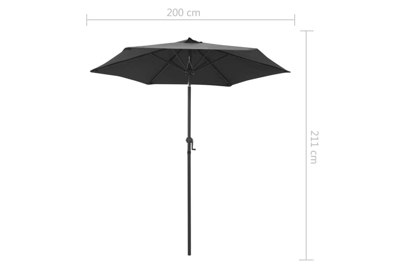 Parasoll antracit 200x211 cm aluminium - Grå - Utemöbler - Solskydd - Parasoll