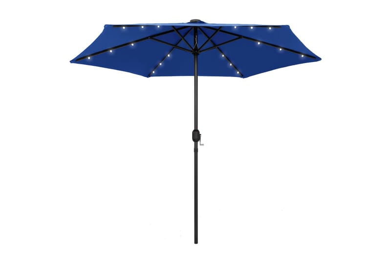 Parasoll med LED-lampor och aluminiumstång 270 cm azurblå - Blå - Utemöbler - Solskydd - Parasoll