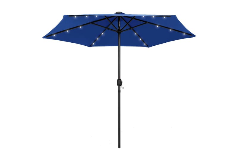 Parasoll med LED-lampor och aluminiumstång 270 cm azurblå - Blå - Parasoll