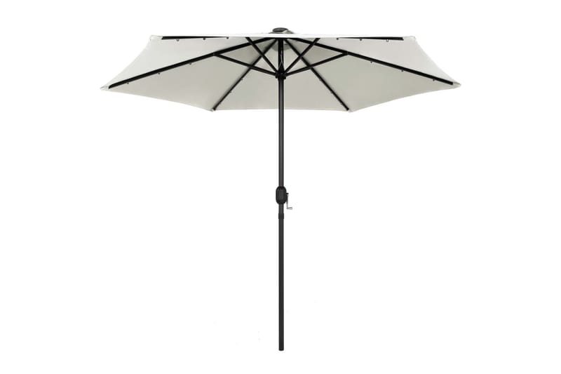 Parasoll med LED-lampor och aluminiumstång 270 cm sandvit - Vit - Utemöbler - Solskydd - Parasoll