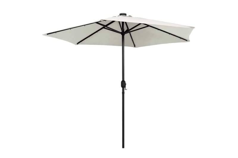 Parasoll med LED-lampor och aluminiumstång 270 cm sandvit - Vit - Utemöbler - Solskydd - Parasoll
