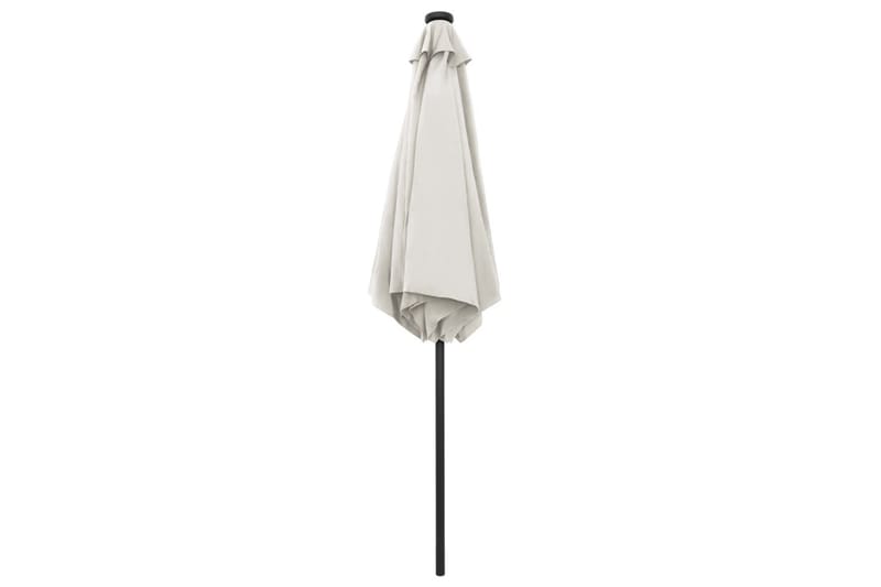 Parasoll med LED-lampor och aluminiumstång 270 cm sandvit - Vit - Utemöbler - Solskydd - Parasoll