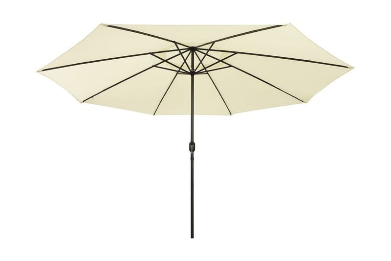 Parasoll med LED-lampor och metallstång 400 cm sandfärgad - Beige - Utemöbler - Solskydd - Parasoll