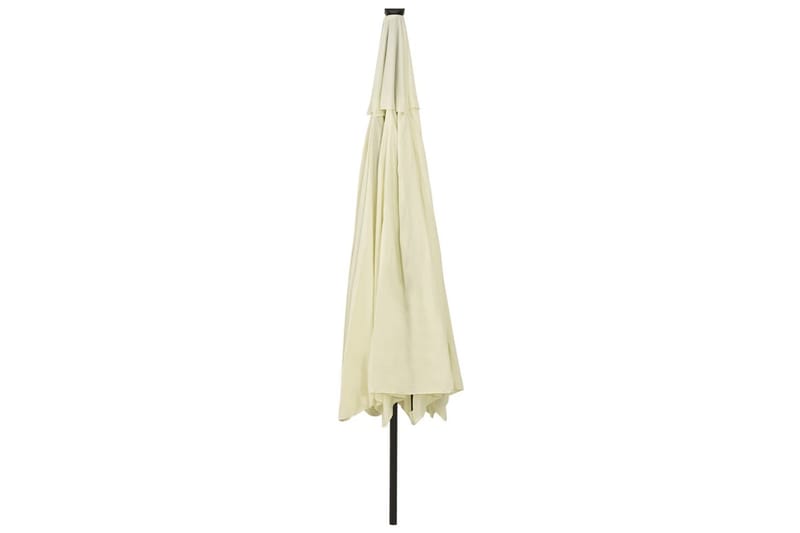 Parasoll med LED-lampor och metallstång 400 cm sandfärgad - Beige - Utemöbler - Solskydd - Parasoll