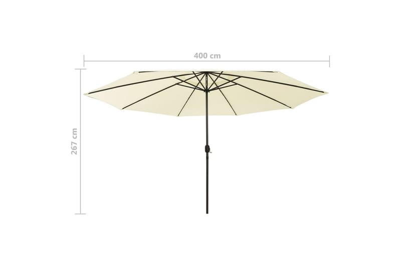 Parasoll med LED-lampor och metallstång 400 cm sandfärgad - Beige - Utemöbler - Solskydd - Parasoll