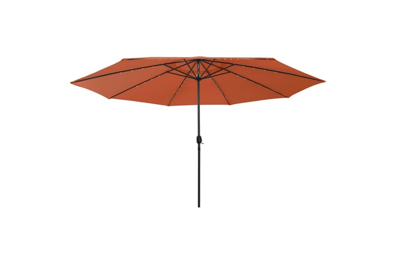 Parasoll med LED-lampor och metallstång 400 cm terrakotta - Brun - Utemöbler - Solskydd - Parasoll