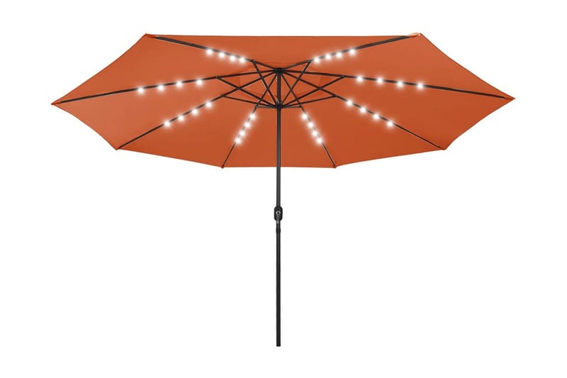 Parasoll med LED-lampor och metallstång 400 cm terrakotta - Brun - Utemöbler - Solskydd - Parasoll