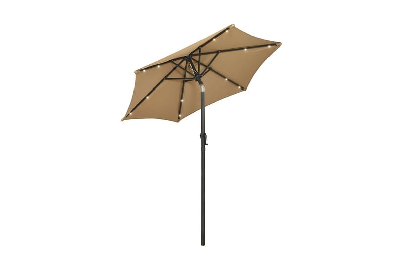 Parasoll med LED-lampor taupe 200x211 cm aluminium - Brun - Utemöbler - Solskydd - Parasoll