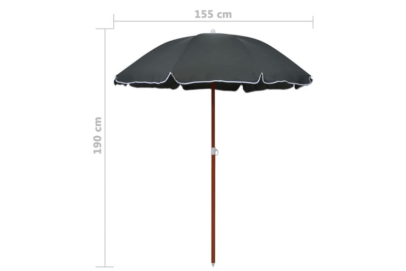 Parasoll med stålstång 180 cm antracit - Grå - Utemöbler - Solskydd - Parasoll