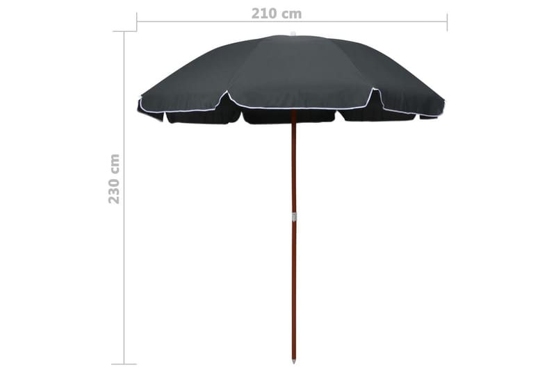 Parasoll med stålstång 240 cm antracit - Grå - Parasoll