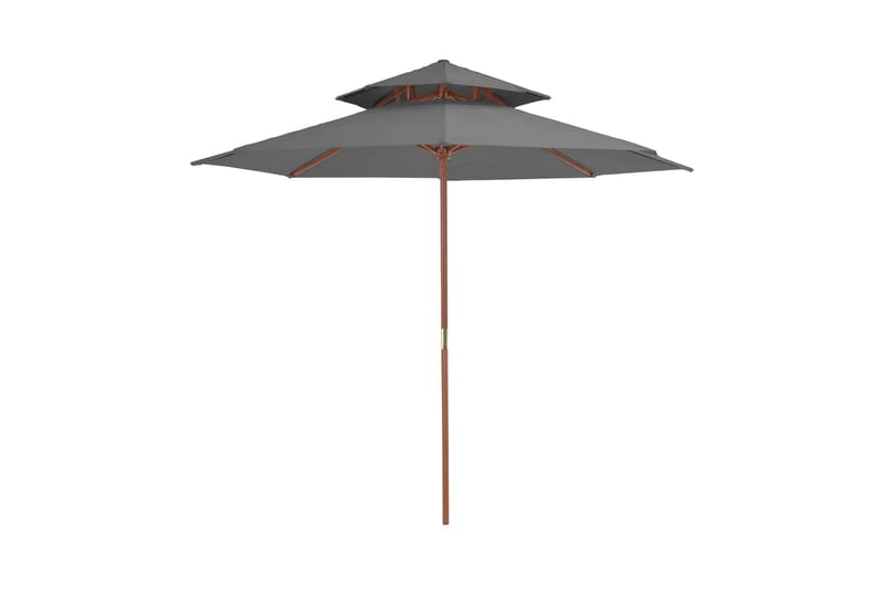 Parasoll med två nivåer 270 cm trästång antracit - Grå - Utemöbler - Solskydd - Parasoll