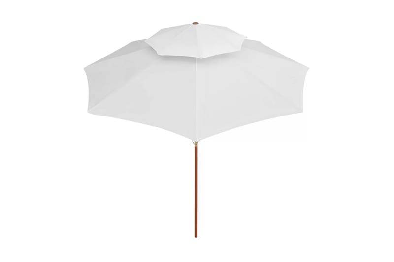Parasoll med två nivåer 270x270 cm trästång gräddvit - Vit - Utemöbler - Solskydd - Parasoll