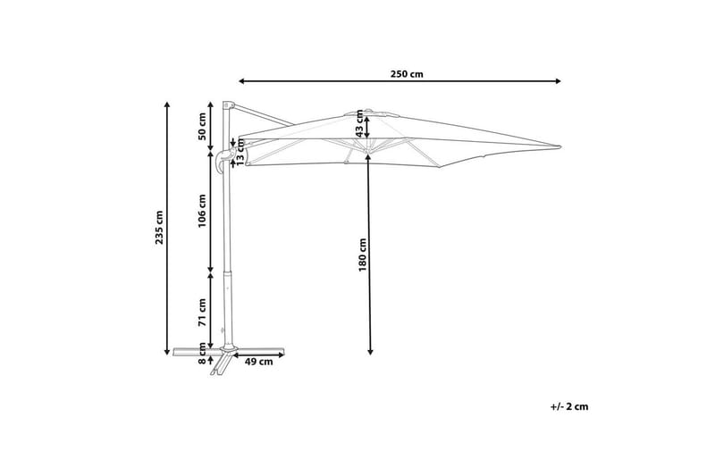Parasoll Monza - Grå, vit - Utemöbler - Solskydd - Parasoll - Hängparasoll & frihängande parasoll