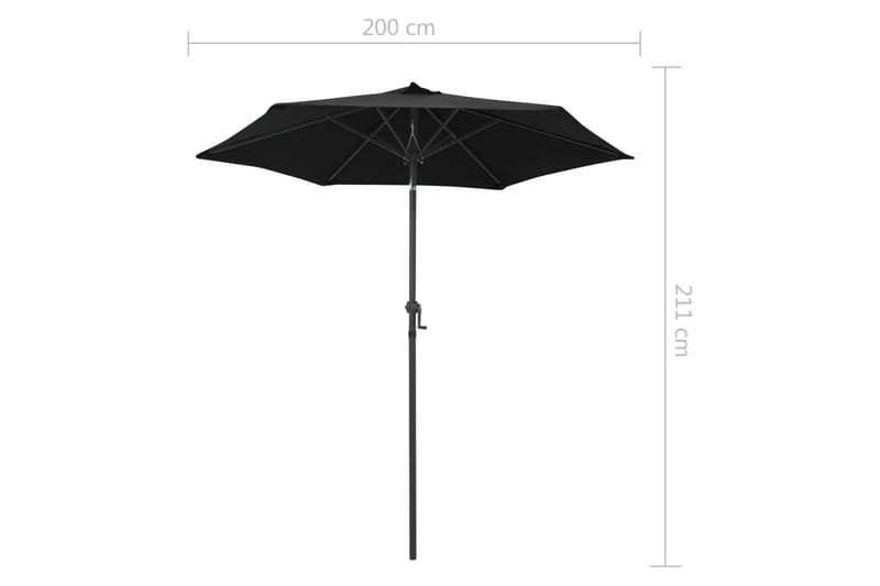 Parasoll svart 200x211 cm aluminium - Svart - Utemöbler - Solskydd - Parasoll