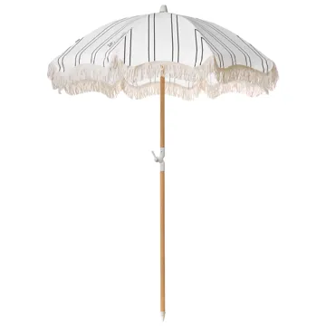 Parasoll utomhus 155 cm Mondello - vit/svart - Utemöbler - Solskydd - Parasoll - Strandparasoll