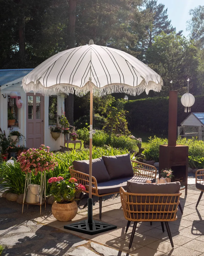 Parasoll utomhus 155 cm Mondello - vit/svart - Utemöbler - Solskydd - Parasoll - Strandparasoll