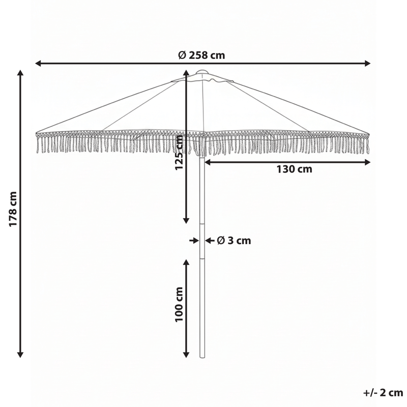 Parasoll utomhus 258 cm Murasa - vit/brun - Utemöbler - Solskydd - Parasoll - Balkongparasoll