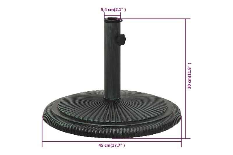 Parasollfot grön 45x45x30 cm gjutjärn - Grön - Utemöbler - Solskydd - Parasoll - Parasollfot