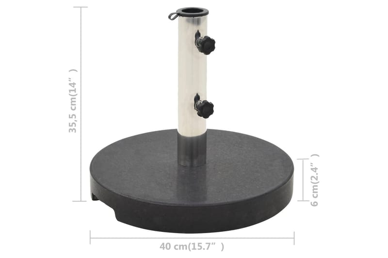 Parasollfot granit rund 20 kg svart - Svart - Utemöbler - Solskydd - Parasoll - Parasollfot