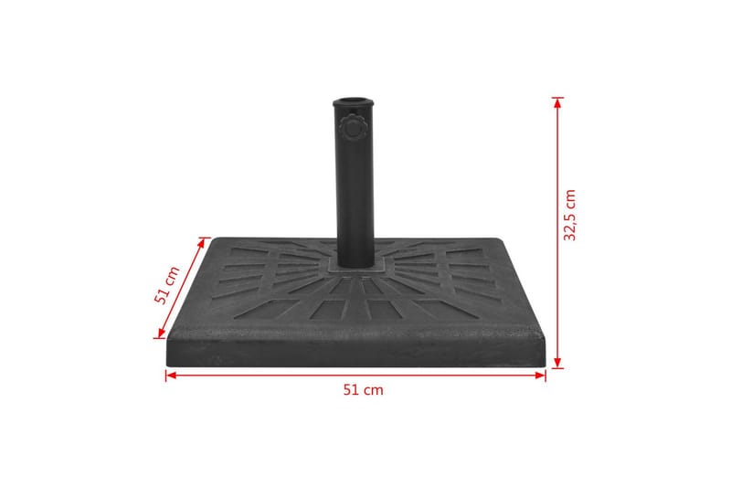 Parasollfot harts kvadratisk svart 19 kg - Svart - Parasollfot