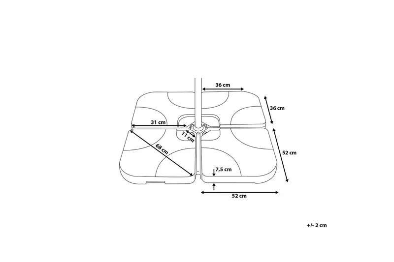 Sunny Parasollfotsvikt 52 cm 4 Delar - Svart - Utemöbler - Solskydd - Parasoll - Parasollfot