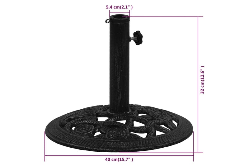Parasollfot svart 40x40x32 cm gjutjärn - Svart - Parasollfot