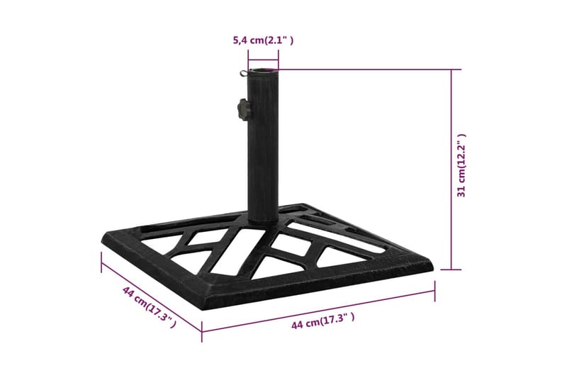 Parasollfot svart 44x44x31 cm gjutjärn - Svart - Utemöbler - Solskydd - Parasoll - Parasollfot