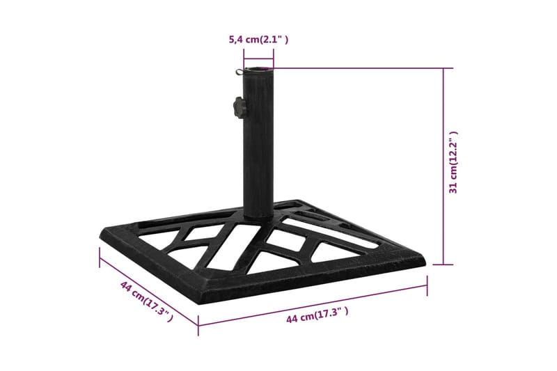 Parasollfot svart 44x44x31 cm gjutjärn - Svart - Parasollfot