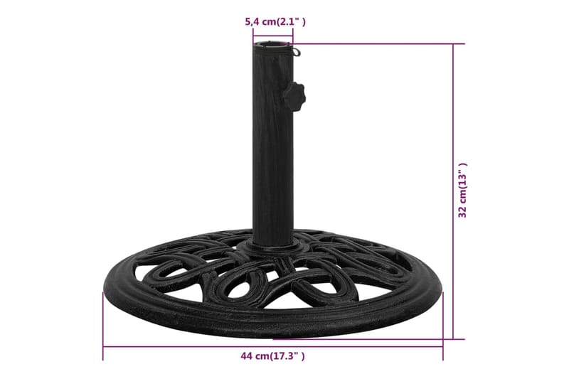 Parasollfot svart 44x44x32 cm gjutjärn - Svart - Parasollfot