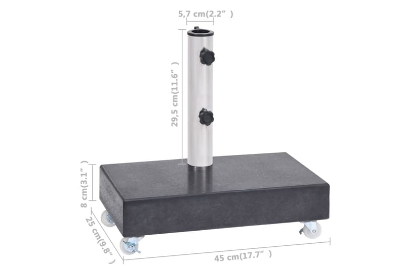 Parasollfot svart 45x25x8 cm granit - Svart - Parasollfot