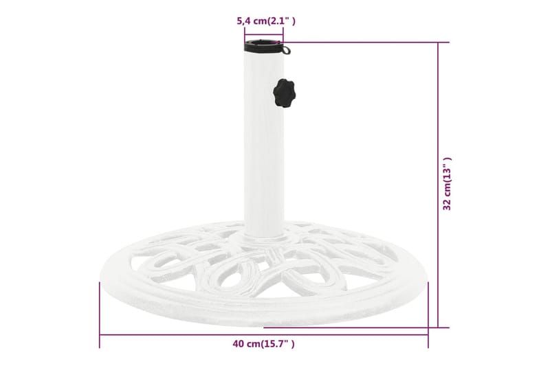 Parasollfot vit 40x40x32 cm gjutjärn - Vit - Parasollfot