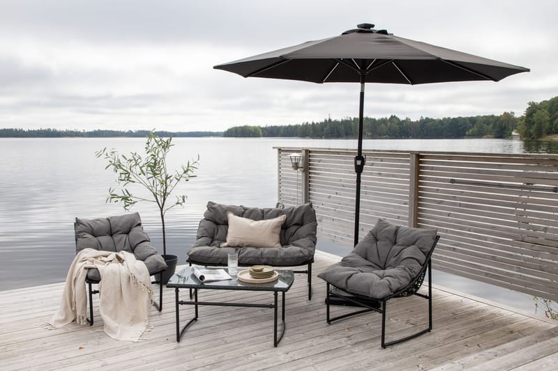 Sabal Parasoll 270 cm med LED - Svart - Utemöbler - Solskydd - Parasoll