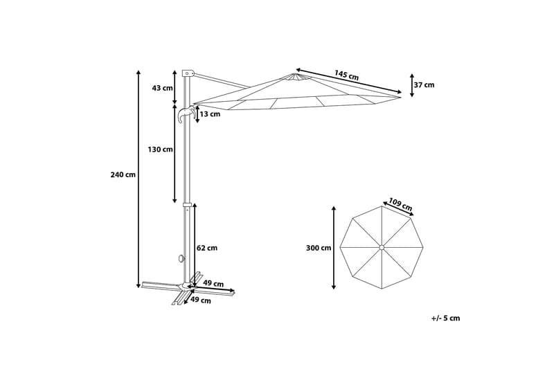 Savona Parasoll 240 cm - Mörkgrå - Parasoll