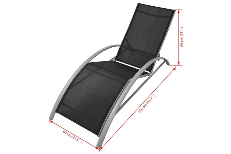 Solsängar med parasoll aluminium svart - Svart - Utemöbler - Solskydd - Parasoll