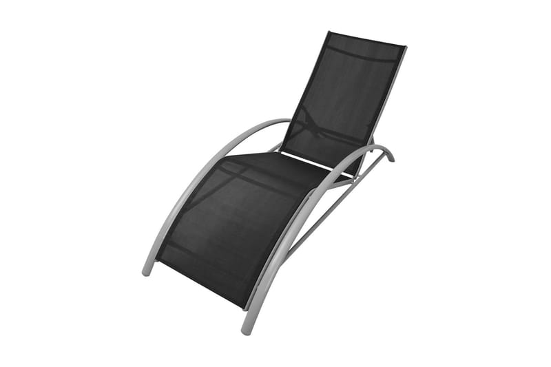 Solsängar med parasoll aluminium svart - Svart - Utemöbler - Solskydd - Parasoll
