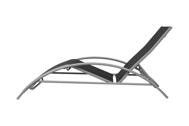 Solsängar med parasoll aluminium svart - Svart - Utemöbler - Solskydd - Parasoll