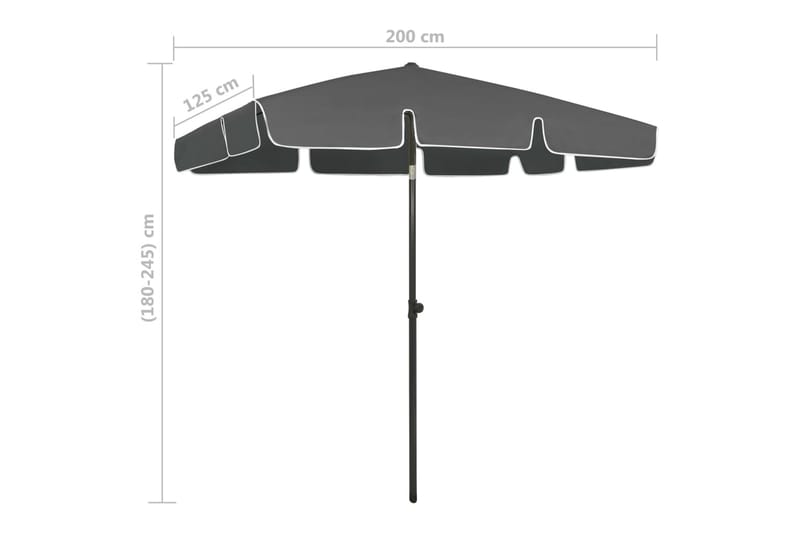 Strandparasoll antracit 200x125 cm - Antracit - Utemöbler - Solskydd - Parasoll - Strandparasoll