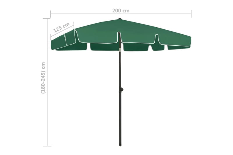 Strandparasoll grön 200x125 cm - Grön - Utemöbler - Solskydd - Parasoll - Strandparasoll