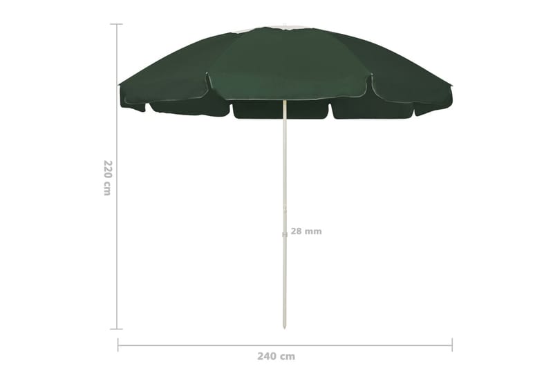 Strandparasoll grön 240 cm - Grön - Utemöbler - Solskydd - Parasoll - Strandparasoll