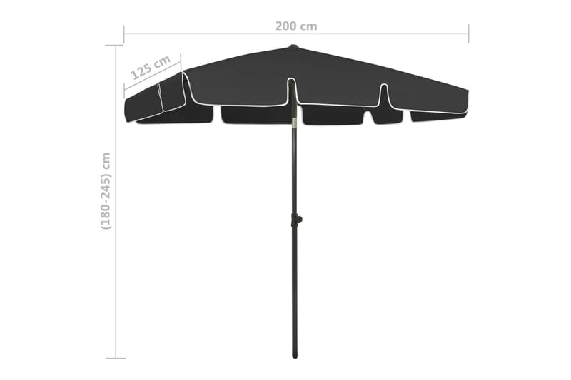 Strandparasoll svart 200x125 cm - Svart - Utemöbler - Solskydd - Parasoll - Strandparasoll
