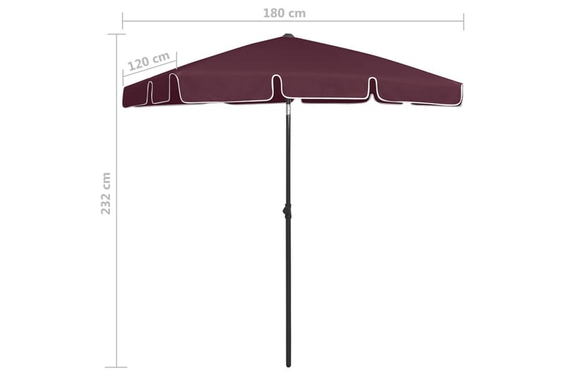 Strandparasoll vinröd 180x120 cm - Vinröd - Utemöbler - Solskydd - Parasoll - Strandparasoll