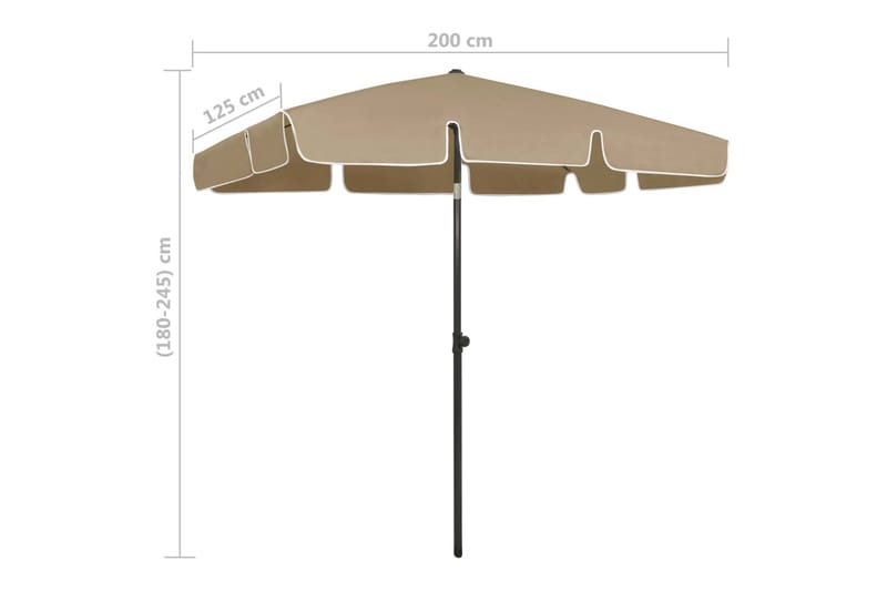 Strandparasoll taupe 200x125 cm - Taupe - Utemöbler - Solskydd - Parasoll - Strandparasoll