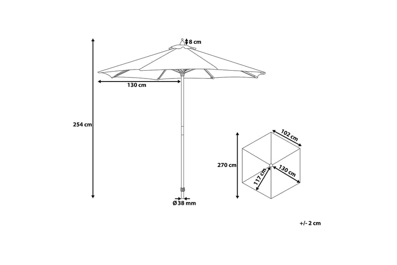 Toscana Ii Parasoll 254 cm - Röd - Utemöbler - Solskydd - Parasoll - Balkongparasoll