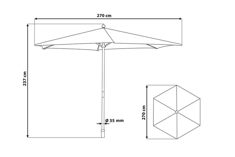 Toscana Parasoll 237 cm - Vit - Utemöbler - Solskydd - Parasoll - Strandparasoll
