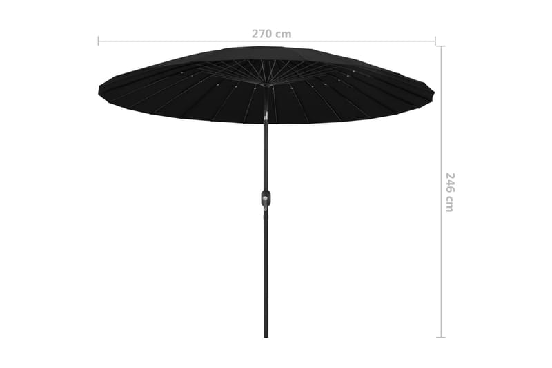 Trädgårdsparasoll med aluminiumstång 270 cm svart - Svart - Utemöbler - Solskydd - Parasoll