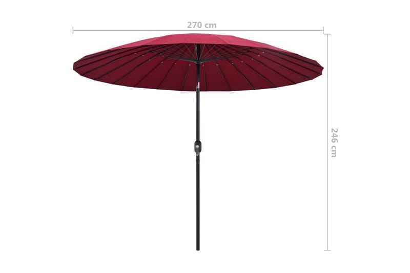 Trädgårdsparasoll med aluminiumstång 270 cm vinröd - Röd - Utemöbler - Solskydd - Parasoll