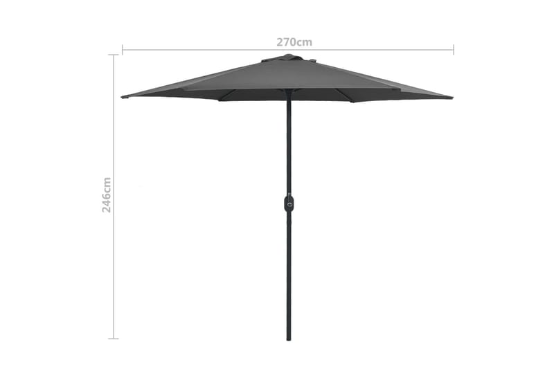 Trädgårdsparasoll med aluminiumstång 270x246 cm antracit - Grå - Utemöbler - Solskydd - Parasoll
