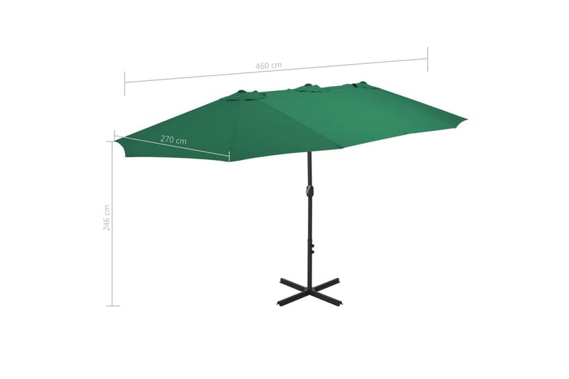 Trädgårdsparasoll med aluminiumstång 460x270 cm grön - Grön - Utemöbler - Solskydd - Parasoll